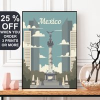 Mexiko Stadt Druck, Reisedruck, Ángel De La Independencia, Cdmx Kunstwerk, Paseo Reforma, Mexico City Downtown, Lateinamerika von FunnyStitchesCo