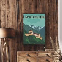 Reiseposter, Europa Schloss Vaduz, Liechtenstein Poster, European Art, Vaduz Skyline Dekor von FunnyStitchesCo