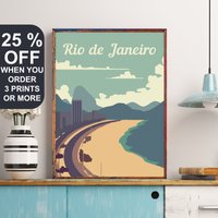 Rio De Janeiro Reiseposter, Brasilien Poster, Druck, Kunstdruck, Kunstdrucke, Copacabana Reise Geschenk von FunnyStitchesCo