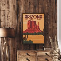 Vintage Arizona Poster, Monument Valley Travel Wüstenlandschaft, Kunst, Rustikales Poster Druck, Wüste Wandkunst, Südwestern Kunst von FunnyStitchesCo