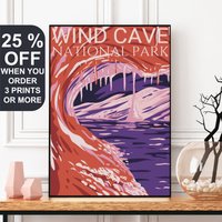 Windhöhle Nationalpark Poster, South Dakota Druck, Geschenk, Retro Reise Wandkunst von FunnyStitchesCo