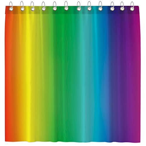 Funnytree Rainbow Ombre Duschvorhang Farbverlauf LGBT Pride Hintergrund Badezimmer Dekor Home Badewannen Set mit 12 Haken Pflegeleicht Wasserdicht Waschbar Weich Langlebig Polyester Stoff 182,9 x cm von Funnytree