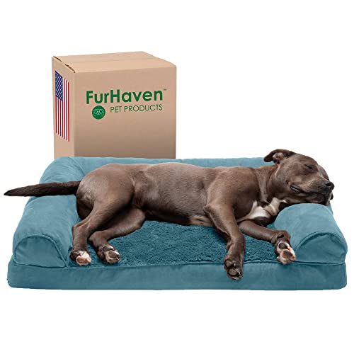 Furhaven Large Orthopedic Dog Bed Plush & Suede Sofa-Style w/Removable Washable Cover - Deep Pool, Large von Furhaven