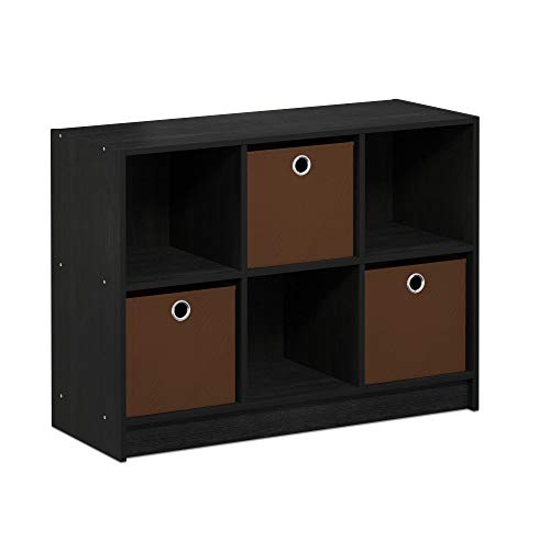 Furinno Basic Bücherregal mit 6 Fächern und 3 Einschüben, holz, Americano/Mittelbraun, 30.23 x 80.26 x 59.94 cm von Furinno