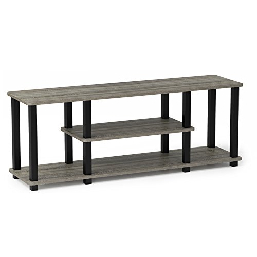 Furinno Entertainment/TV-Regal mit unterschiedlichen Ablageflächen, Französische Eiche Grau/Schwarz, 29.72 x 111.25 x 41.15 cm von Furinno