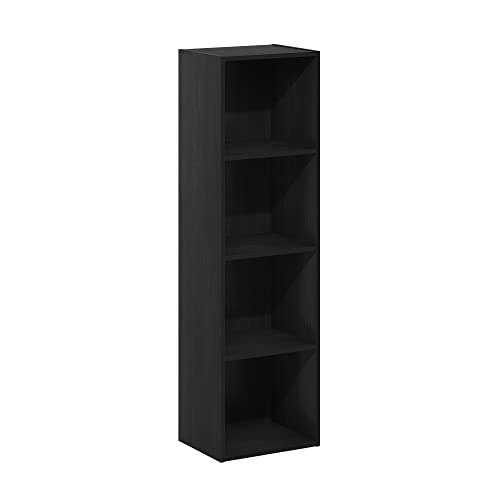 Furinno Pasir 4-stufiges Bücherregal mit offenem Regal, Schwarzes Holz von Furinno