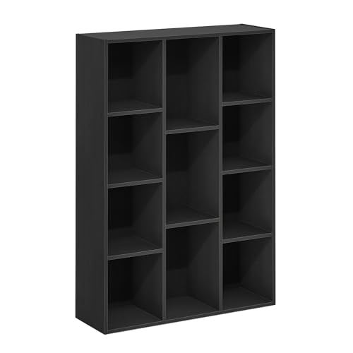 Furinno Luder 11-Cube Wende-Bücherregal mit offenem Regal, Schwarzes Holz von Furinno