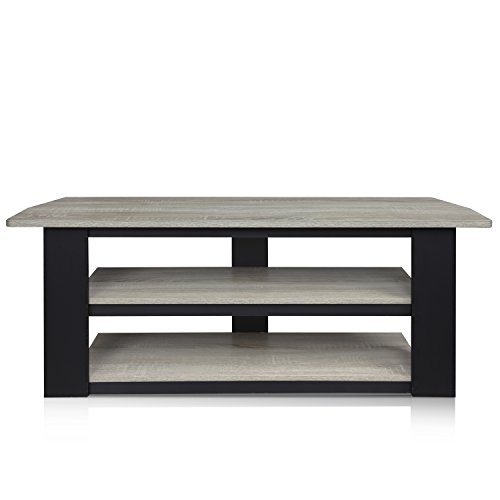 Furinno Parsons TV-Unterhaltungszentrum mit 3 Ebenen, holz, Eiche Grau/Schwarz, 34.04 x 34.04 x 41.91 cm von Furinno