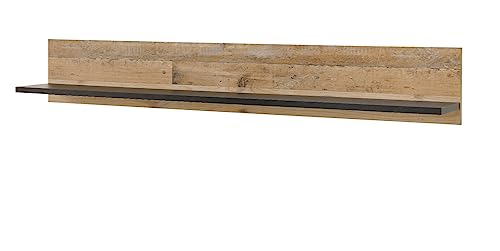 Furn.Design Wandregal in Used Wood hell Holz und schwarz/anthrazit Schlafzimmer Wohnzimmer Regal Wandboard Hängeregal 160 cm Stove (Wandboard) von Furn.Design
