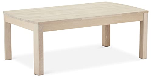 Furnhouse Ibbe Design Couchtisch Rechteckig Beistelltisch Natur Massiv Eiche Holz Weißöl-Finish Landhausstil Wohnzimmer Tisch Paris, L140x B80x H52 cm von Furnhouse