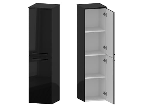 Furni Rosen Badschrank Hochschrank Schmaler Badezimmer Hochschrank mit 4 Ablagen, 35cm Breite Vielseitiger Möbel für Badezimmer Schwarz mit Schwarzen Griffen Modernes Design & Raumwunder von Furni