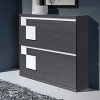 Klappen Schuhschrank in Grau und Weiß Hochglanz modern von Furnitara