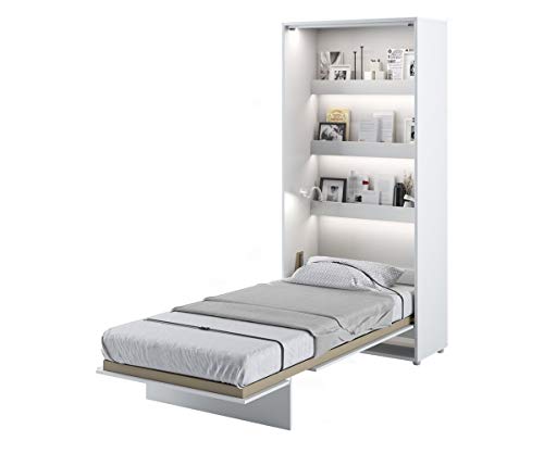 Schrankbett Bed Concept, Wandklappbett mit Lattenrost, V-Bett, Wandbett Bettschrank Schrank mit integriertem Klappbett Funktionsbett (BC-03, 90 x 200 cm, Weiß/Weiß, Vertical) von Furniture24