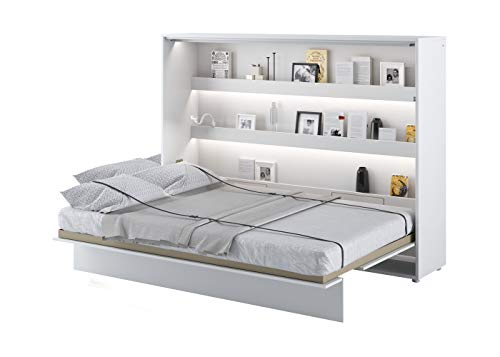 Schrankbett Bed Concept, Wandklappbett mit Lattenrost, V-Bett, Wandbett Bettschrank Schrank mit integriertem Klappbett Funktionsbett (BC-04, 140 x 200 cm, Weiß/Weiß, Horizontal) von Furniture24