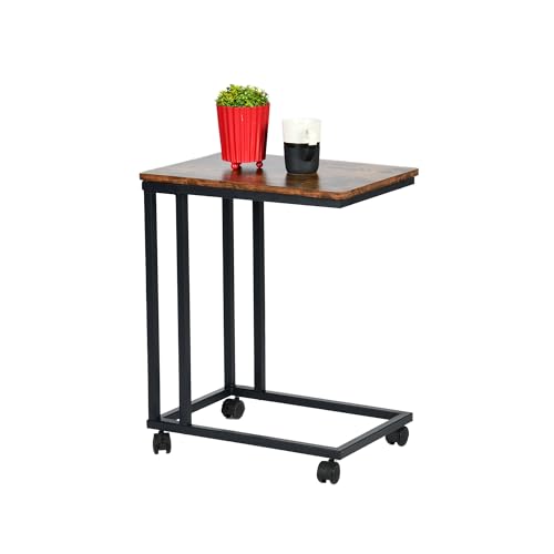 FurnitureR Beistelltisch in C-Form, industrielles Design, Struktur aus Holz und Metall, Wohnzimmer und Schlafzimmer, tragbar und platzsparend, Rollen für einfache Mobilität, 50 x 35 x 60 cm FurnitureR Beistelltisch in C-Form, industrielles Design, Struktur aus Holz und Metall, Wohnzimmer und Schlafzimmer, tragbar und platzsparend, Rollen für einfache Mobilität, 50 x 35 x 60 cm von FurnitureR