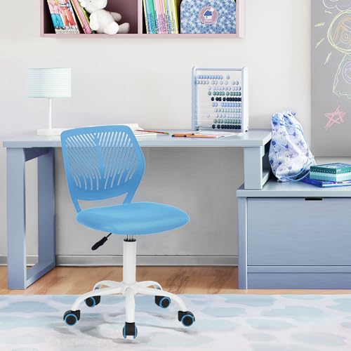 FurnitureR Bunte Schreibtischstuhl-Modernes verstellbares Design Computer Sitz, Swivel Armless Task Chair, Kinder Studie Zimmer Home Office, BLAU, ‎Plastic, 38.5CM x40CM x75-87CM von FurnitureR