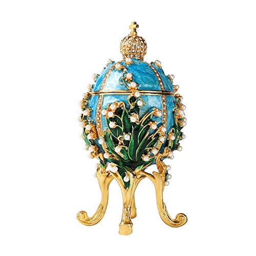 Furuida Klassisches Fabergé-Ei-Schmuckkästchen mit Emaille-Strasssteinen, viktorianischer Stil, Ornamente, Geschenk für Heimdekoration (blau) von Furuida