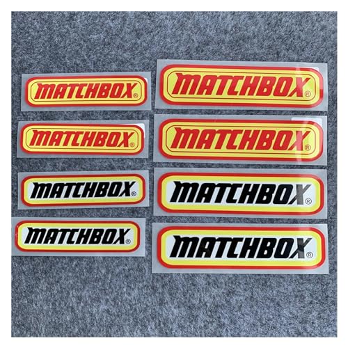 ELLIAT Matchbox Global Matchbox Motorrad-Autoaufkleber, Buchstaben, Text, kreativ, wasserdicht, reflektierend, Kratzer, dekorative Aufkleber (Color : A and B 8PCS) von Futaoo