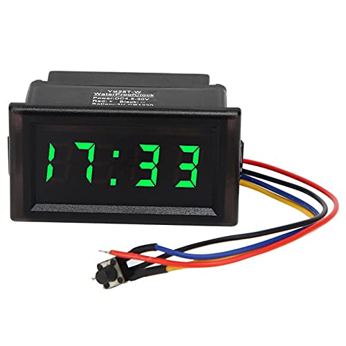 Fydun Automotive Innenraum DC4.5-30V Wasserdicht Staubdicht Auto Auto Elektronische Uhr LED Digitalanzeige (Grün) 12 Volt Digitaluhr für Auto von Fydun