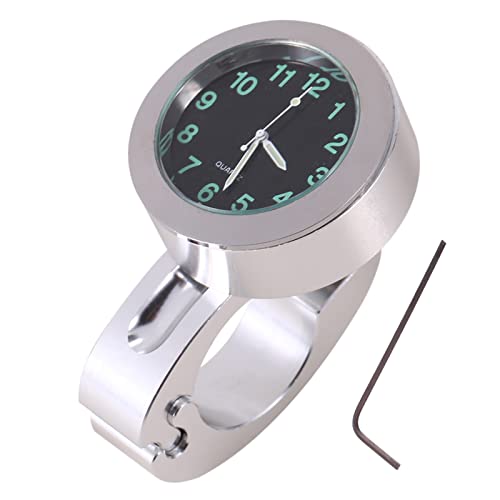 Fydun Lenkeruhr 1 Stück Silber Motorrad Lenker Uhr wasserdichte Lenker Glow Mount Clock Uhr Universal für Meisten Motorrad Cruiser Chopper Custom von Fydun