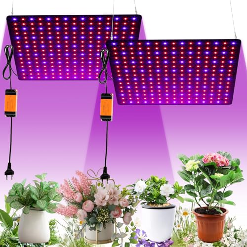 Fyeme Grow Light 225 LEDs Pflanzenlampe Pflanzenlampe Led Vollspektrum Wachstumslampen mit 4 Haken für Pflanzen Gemüse Blume (2 Stück Rot und Blau) von Fyeme