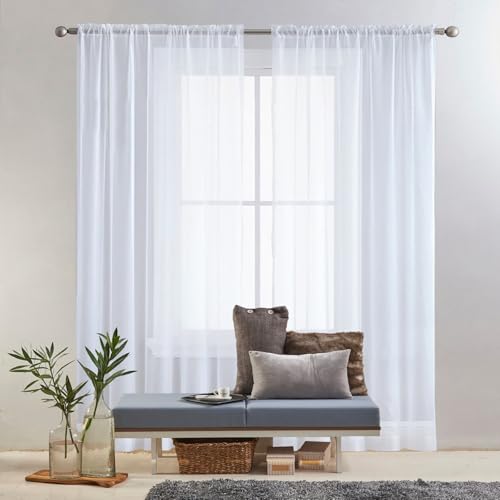 GAIFNAG Voile Vorhang Sheer Leinenvorhang 160 x 220 cm Hitzeschutz, Leinen-Optik Transparent, Größe Und Farbe Wählbar Vorhang Blickdicht Gardinen Thermovorhang für Hotels Büros Wohnzimmer, Weiß GAIFNAG Voile Vorhang Sheer Leinenvorhang 160 x 220 cm Hitzeschutz, Leinen-Optik Transparent, Größe Und Farbe Wählbar Vorhang Blickdicht Gardinen Thermovorhang für Hotels Büros Wohnzimmer, Weiß von GAIFNAG