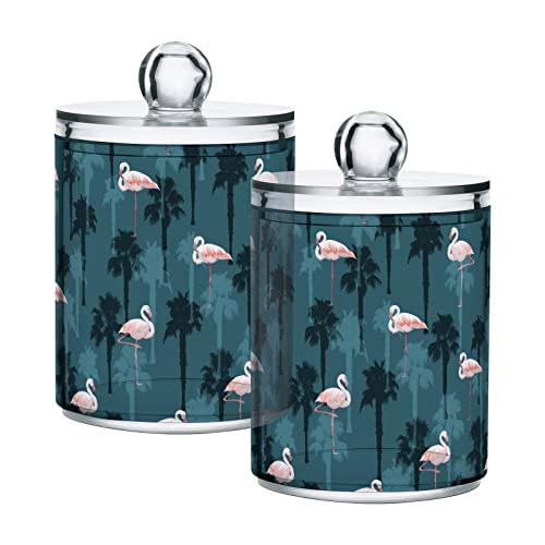 GAIREG Summer Flamingo Birds grüne Wattestäbchen und Wattepads-Halter, Apothekergläser Badezimmer, 2 Stück von GAIREG