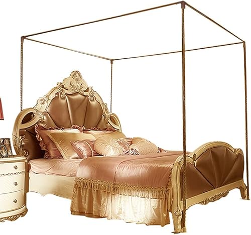 Himmelbett Moskitonetzhalter Vier Eckbett, Bettüberdachung Baldachin Rahmen Gestell aus Edelstahl Eisenkunst -Bettüberdachung für Twin/Full/Queen/King Size/California King von GAJUAN