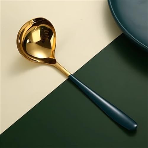 Suppen- und Eintopfkellen Suppenkelle aus Edelstahl, Haushaltslöffel mit langem Griff (Color : Grün, Size : 20.5cm) von GALSOR