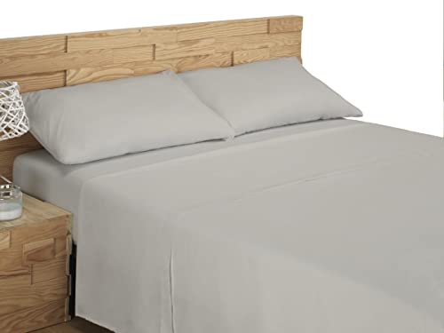 GAMUSI Bettwäsche-Set, 4-teilig, Spannbettlaken, 135 x 200 cm, Bettbezug, zwei Kissenbezüge, 45 x 75 cm, (Bett 135 x 190 / 200 cm, einfarbig, Beige von GAMUSI