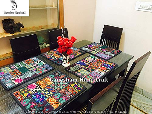 GANESHAM HANDICRAFT Indische Tischsets aus Baumwolle für Küche und Tischwäsche, handgefertigt, 12 Stück von GANESHAM HANDICRAFT
