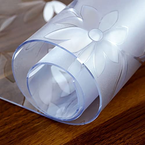 2mm Dick Transparente Tischdecken Tischfolie 100x160cm PVC Glasklar Folie Tischschutz Wasserdicht Tischschutzfolie Fettdicht,Für Esstisch Couchtisch Und Schreibtisch,Matte Texture Blütenform,Rechteck von GYUEZX