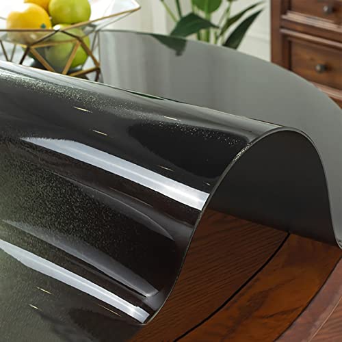 Transparente Tischschutz PVC Tischdecke-Abwischbare,Olbeständig,Kratzfest,Tischfolie,Tischschutzfolie-für Esstisch Couchtisch Und Schreibtisch,Matte Texture Schwarz,Rund (Dicke 2mm, Ø 100cm) von GYUEZX