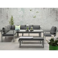 Dining-Ecklounge Lakes xl, inkl. Sitzbank, Tisch und Kissen arctic grey / reflex black mit Sessel links - Garden Impressions von GARDEN IMPRESSIONS