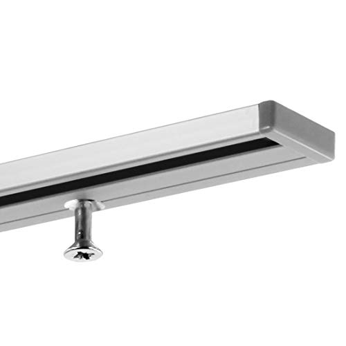 GARDINEUM 4.00 m (2 x 2.00 m + Verbinder) Vorhangschiene Gardinenschiene Aluminium alu-silber, 1-läufg - vorgebohrt, ganze Längen bis 4,00 m möglich von GARDINEUM