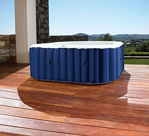 GARDWELL aufblasbar Outdoor Sapphire für 4 Personen 158 x 158 x 68 cm mit Massagedüsen und Filter- Aufblasfunktion per Knopfdruck Pool eckig in blau von GARDWELL