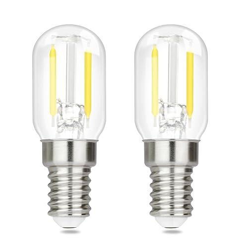 GBLY E14 LED Kaltweiß Glühbirne - 2 Pack - Vintage LED Lampen T22 Retro Birne 2W 6000K Edison Leuchtmittel E14 Fassung Bulb Kühlschranklampe Energiesparlampe Ersatz Halogenlampen - Nicht Dimmbar von GBLY