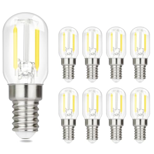 GBLY E14 LED Kaltweiß Glühbirne: 8 Pack Vintage LED Lampen T22 Retro Birne 2W 6000K Edison Leuchtmittel E14 Fassung Kühlschranklampe Energiesparlampe Ersatz Halogenlampen - Nicht dimmbar von GBLY