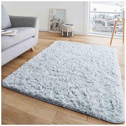 GC GAVENO CAVAILIA Area Rugs Wohnzimmerteppich Bodenteppich - Extra weicher Schlafzimmerteppich Rutschfest - Weiches Gefühl Flauschiger Teppich Klein - Shaggy Teppiche für Wohnzimmer - Silber - 60X110 von GC GAVENO CAVAILIA