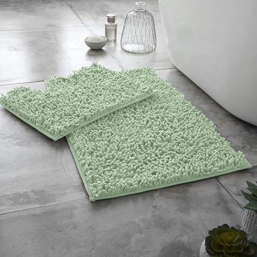 GC GAVENO CAVAILIA Weiche Badematten-Sets für Badezimmer, 2-teilig, rutschfeste Rückseite, sehr wasserabsorbierend und schnell trocknend, 100% Mikrofaser-Chenille, WC-Vorleger mit WC-Vorleger, von GC GAVENO CAVAILIA