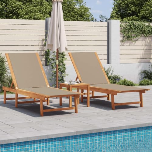 GCHDHAPB Sitzgelegenheiten für Zuhause, Outdoor, Sonnenliegen, 2 Stück, Taupe, Massivholz, Akazie und Textilene GCHDHAPB Sitzgelegenheiten für Zuhause, Outdoor, Sonnenliegen, 2 Stück, Taupe, Massivholz, Akazie und Textilene von GCHDHAPB