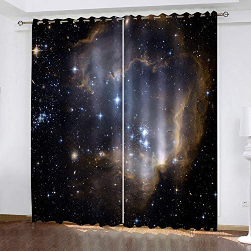 GDYRBY Verdunkelungsvorhang Wohnzimmer Vorhang Blickdicht 3D Hd Druck Planetenuniversum Galaxie Muster Ösenschal 2Er Set 280X260cm(HxB) Gardinen Kinderzimmer Thermovorhang Schallschutz Vorhänge von GDYRBY