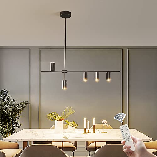 GEADI Esszimmer Leuchte, verbesserte dimmbare LED moderne Pendelleuchte mit galvanischer Oberfläche, moderne schwarze LED hängende Kronleuchter Leuchte für Kücheninsel Esszimmer, 30W 5-Licht von GEADI