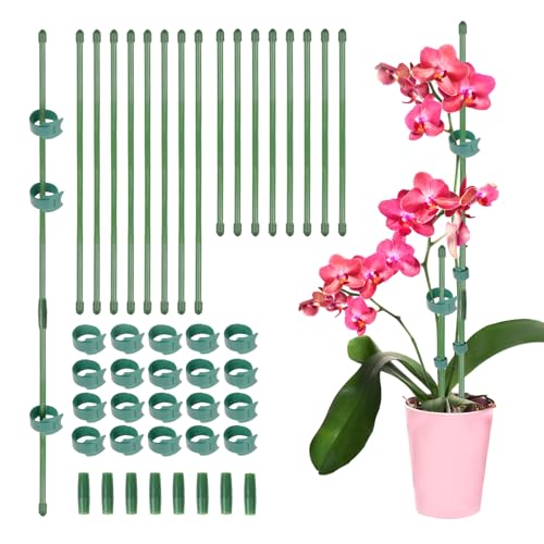 16 Stück Pflanzenstab mit 20 Stück Pflanzenbinder Orchideen Stäbe Pflanzenstütze Blumenstütze Zimmerpflanzen Pflanzenhalter rankhilfe Pflanzen Stabilisieren Stab Pflanzstab blumenhalter von GEBETTER