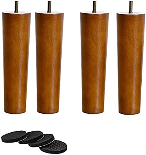 GEBSKI Set mit 4 Holz-, Massivholz-Sofamöbelbeinen mit M8-Nussfarbe-Schraube, for Kleiderschrank, Stuhl, Sofa, Kommode, Bettmöbelmöbelbeine, Couchtisch, Hardware-Zubehör, 7 Zoll (Size : 27.5inch) von GEBSKI