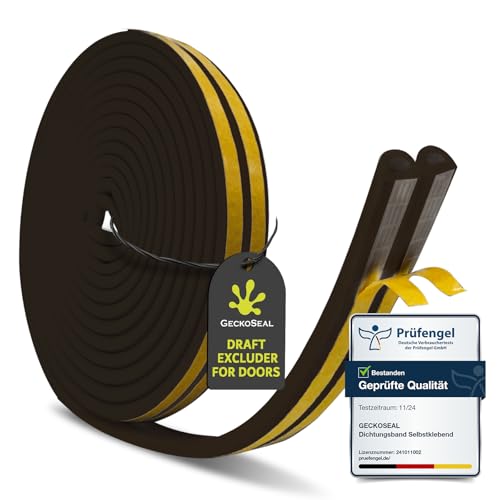 GeckoSeal Türdichtung Selbstklebend, 9mm(B) x 6mm(D) - 10M(5Mx2) Fensterdichtung Selbstklebend, Dichtungsband für Türen und Fenster, Typ D Dichtband, Geeignet für 3-6 mm Lücken GeckoSeal Türdichtung Selbstklebend, 9mm(B) x 6mm(D) - 10M(5Mx2) Fensterdichtung Selbstklebend, Dichtungsband für Türen und Fenster, Typ D Dichtband, Geeignet für 3-6 mm Lücken von GECKOSEAL