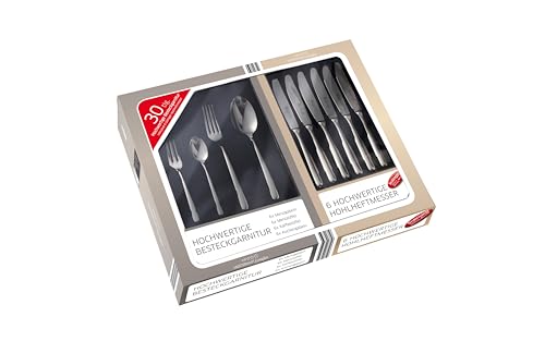 Gehring| Besteckset "Life" 30 teilig, inklusive 6 Solinger Hohlheft-Messer, hochwertige Besteckgarnitur, Essbesteck für 6 Personen, Gabel, Löffel Kuchengabel, Kaffeelöffel, 18/10 von GEHRING