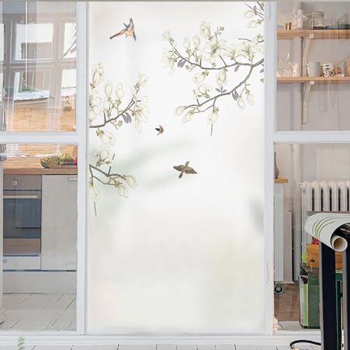 Fensterfolie Selbsthaftend Blume,Fensterfolie Sichtschutz 3D Dekorative Statische Für Zuhause Frischhaltefolie Abdeckung Fensterfolie Selbsthaftend Blickdicht 50x80cm von GELOUT