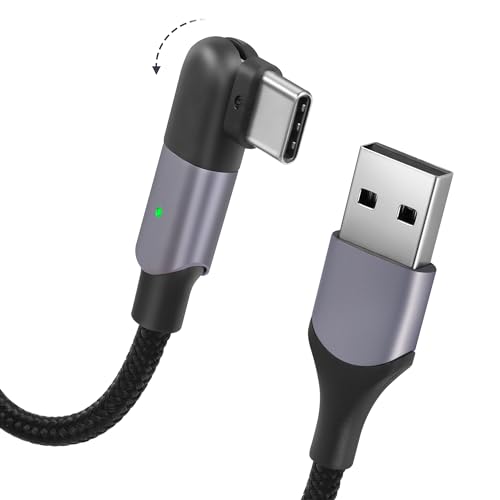 GELRHONR 180 ° Rotation USB A auf Typ C Schnellladekabel, 2.4A Schnelllade & Datenübertragungs Ladekabel, 90 Grad Winkel USB C für Smartphone/Android/Tablets-4FT / 1,2M (2.4A USB C) von GELRHONR