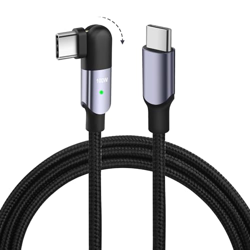 GELRHONR 180 ° Rotation USB C zu USB C Schnellladekabel, PD100W Type C Schnellladekabel Datenübertragung, Swivel Nylon geflochtenes Schnellladekabel für i/phone15 / Pro Max S9 A10 Note 9-4Ft von GELRHONR